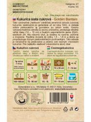 Zadn� strana obalu osiva kukurice cukrovej Golden Bantam s popisom a pokynmi na pestovanie