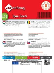 Zadn� strana obalu papriky Syn. Cecei s popisom a pokynmi na pestovanie.