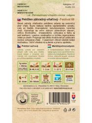 Zadn� strana obalu osiva petr�lenu v�a�ov�ho Festival 68 s popisom a pokynmi na pestovanie