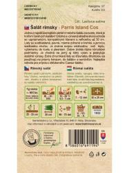 Zadn� strana papierov�ho obalu osiva �al�tu r�mskeho Parris Island Cos s popisom a pokynmi