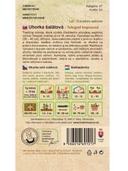 Zadn� strana papierov�ho s��ku uhorky �al�tovej Telegraf Improved s popisom a pestovan�m