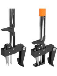 Detail mechanizmu 4 hrotov�ho vytrh�a�a bur�n v akt�vnom a pokojovom stave.